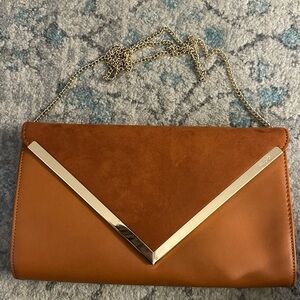 Aldo Tan Clutch Shoulder Bag with Gold Chain